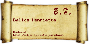 Balics Henrietta névjegykártya