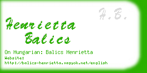 henrietta balics business card